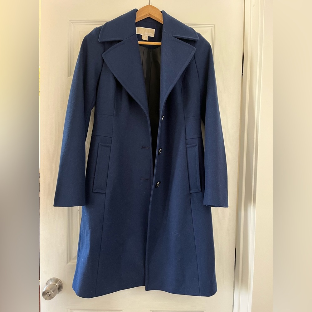 NWOT Michael Kors Wool Blend Navy Pea Coat XS